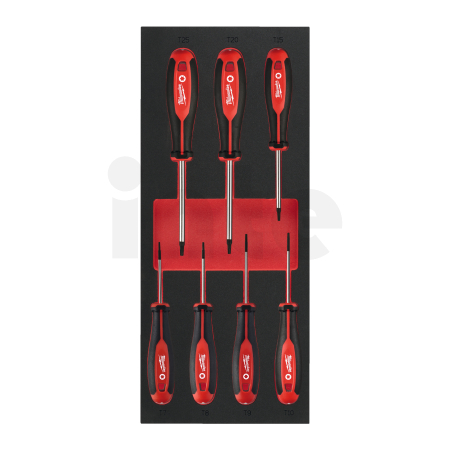 MILWAUKEE Pěnová vložka se sadou šroubováků TX set 1 - 7ks(T7x65, T8x65, T9x75, T10x75, T15x75, T20x100, T25x100) 4932492391