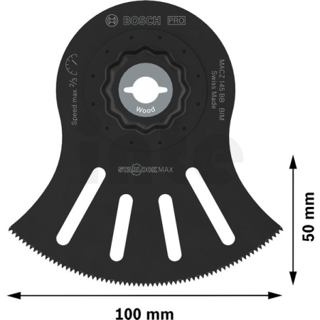 BOSCH Víceúčelový list PRO MACZ 145 BB pro multifunkční nářadí, 100 × 50 mm 2608669139