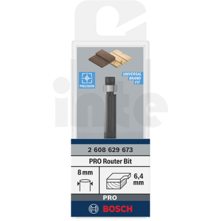 BOSCH Zarovnávací fréza se spodním ložiskem PRO, Ø 6,35 × D 20, stopka 8 mm 2608629673