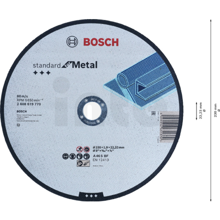 BOSCH Rovný řezací kotouč Standard for Metal 230 mm, 22,23 mm 2608619770