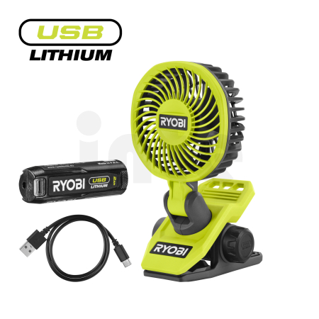 RYOBI RCF4-120G 4V Akumulátorový ventilátor s klipsem USB Lithium (1x 2,0Ah) 5133006143