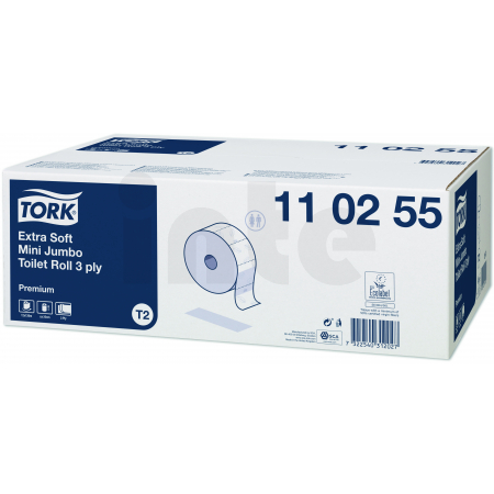 TORK Extra Soft toaletní papír Mini Jumbo role Premium – 3vrstvý, T2 - 12 ks 110255