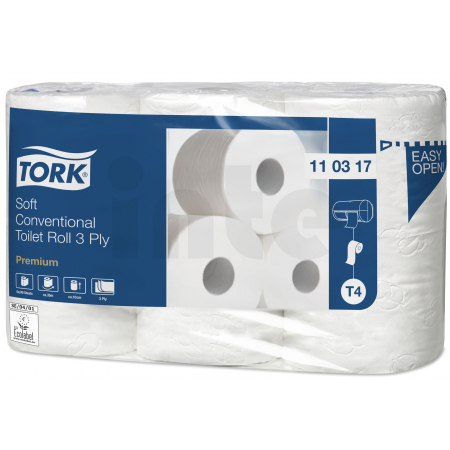 TORK Soft toaletní papír v konvenční roli Premium – 3vrstvý - 1 bal. x 6 rolí x248 útržků, T4 110317