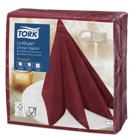 TORK Linstyle® burgundy ubrousek – večeře 600 ks