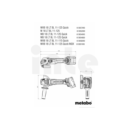 METABO WB 18 LT BL 11-125 Quick akumulátorová úhlová bruska 613054810