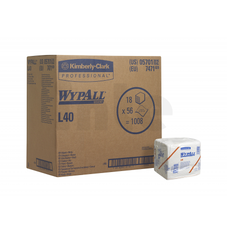 KIMBERLY-CLARK WYPALL* L40 Utěrky, skládané, bílé, 18x56 utěrek 7471