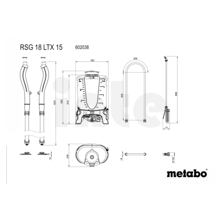 METABO RSG 18 LTX 15 Akumulátorový postřikovací přístroj s připevněním na záda 602038850