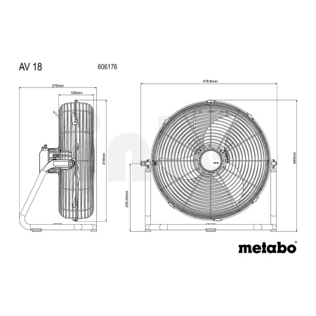 METABO AV 18 akumulátorový ventilátor 606176850