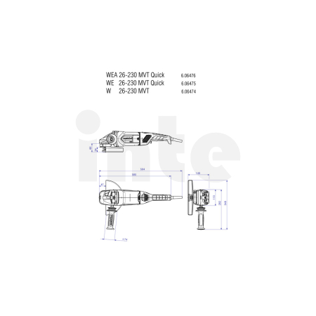 METABO WE 26-230 MVT Quick úhlová bruska 606475000