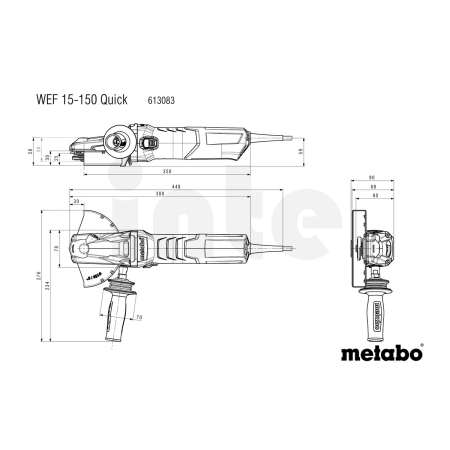 METABO WEF 15-150 Quick úhlová bruska s plochou hlavou 613083000