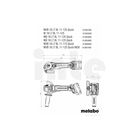 METABO WVB 18 LT BL 11-125 Quick Inox akumulátorová úhlová bruska 613091850