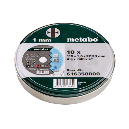 METABO Sada=10xřezný kotouč SP 115x1,0x22,23 Inox, TF 41, v plechovce 616358000