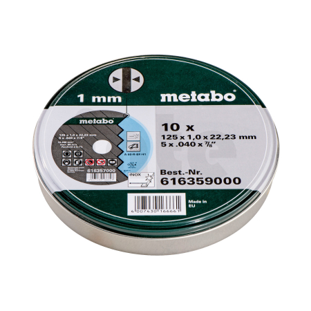 METABO Sada=10xřezný kotouč SP 125x1,0x22,23 Inox, TF 41, v plechovce 616359000