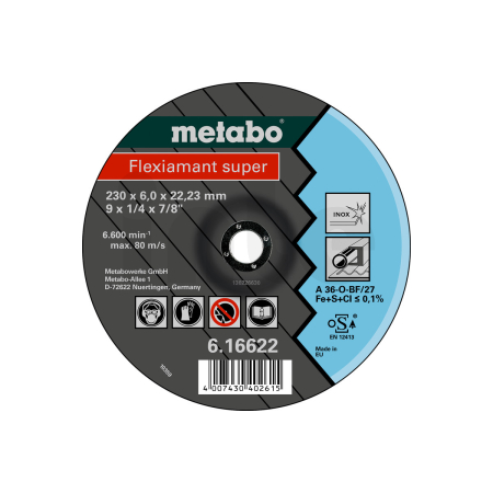 METABO Flexiamant super 150x6,0x22,23 Inox, hrubovací kotouč, zahnuté provedení 616604000