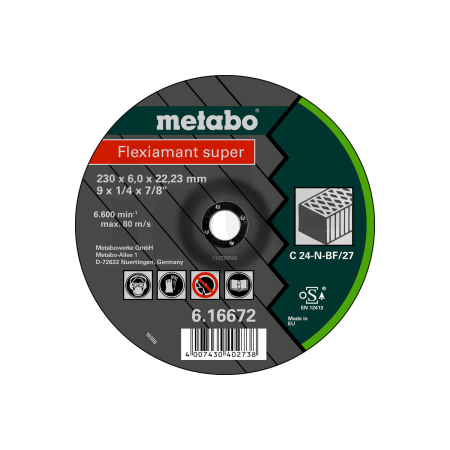 METABO Flexiamant super 230x6,0x22,23 kámen, hrubovací kotouč, zahnuté provedení 616672000