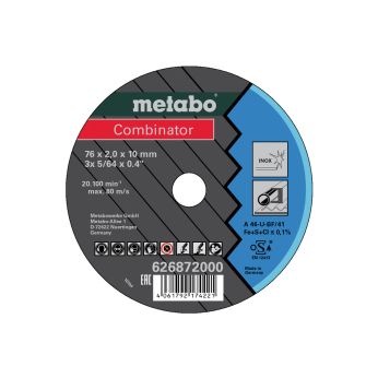METABO 3 Combinator 76x2,0x10 mm, Inox, řezný a hrubovací kotouč, zahnuté provedení 626872000