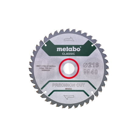 METABO Pilový kotouč "precision cut wood - classic", 216x2,4/1,8x30, Z40 WZ 5°neg. 628060000