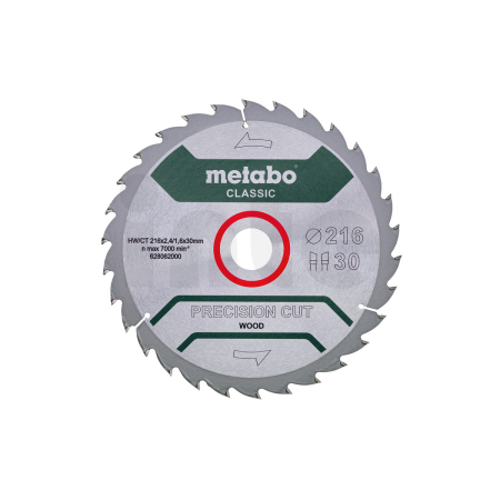 METABO Pilový kotouč "precision cut wood - classic", 216x2,4/1,6x30, Z30 WZ 22° 628062000