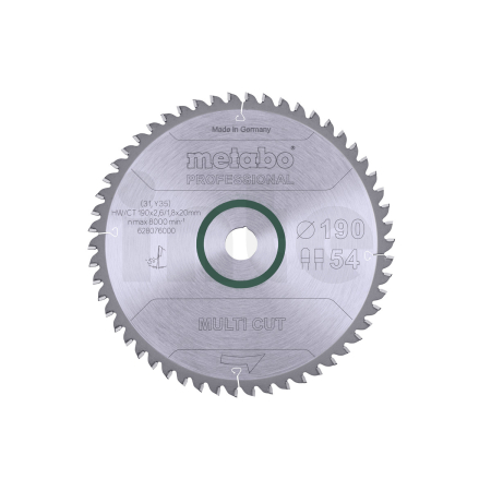 METABO Pilový kotouč "multi cut - professional", 190x2,6/1,8x20, Z54 FZ/TZ 5°neg. 628076000