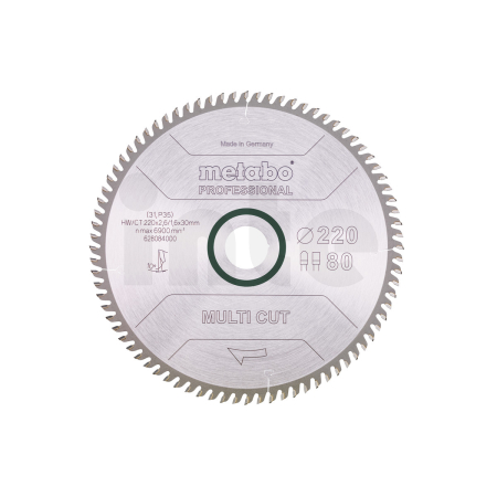 METABO Pilový kotouč "multi cut - professional", 220x2,6/1,6x30, Z80 FZ/TZ, 10° 628084000