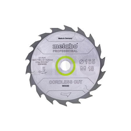 METABO Pilový kotouč „cordless cut wood – professional“, 165x1,6/1,1x20 Z18 WZ 20° 628294000