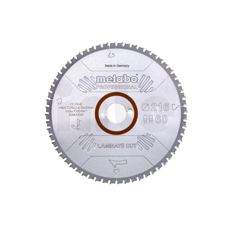 METABO Pilový kotouč „laminate cut – professional“, 216x2,4/1,8x30 Z60 FZ/TZ 0° 628442000