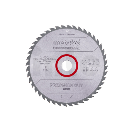 METABO Pilový kotouč "precision cut wood - professional", 235x2,6/1,8x30, Z44 WZ 15° 628494000