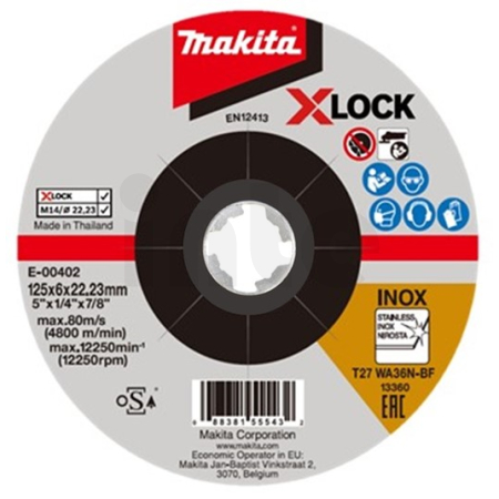 Makita - kotouč brusný nerez X-Lock 125x6x22.23mm E-00402