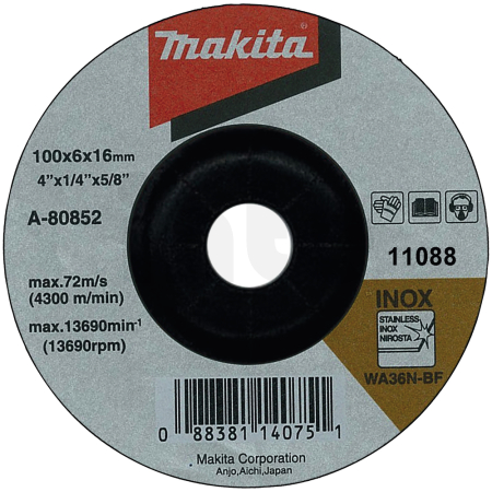 Makita - kotouč brusný nerez 100x6x16mm A-80852
