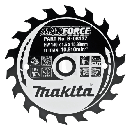 Makita - kotouč pilový dřevo MAKFORCE 140x1.5x15.88mm 18Z STOP B-08137