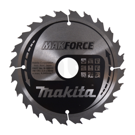 Makita - kotouč pilový dřevo MAKFORCE 170x2.4x30mm 24Z = new B-32225 B-08311