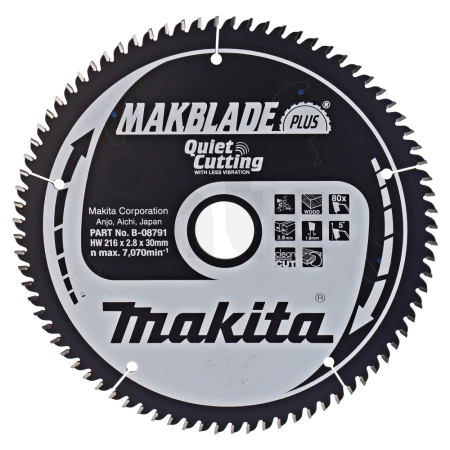 Makita - kotouč pilový dřevo MAKBLADEplus 216x2.8x30mm 80Z = new B-32627 B-08791