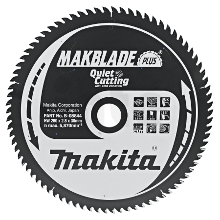 Makita - kotouč pilový dřevo MAKBLADEplus 260x2.8x30mm 80Z = new B-32655 B-08844