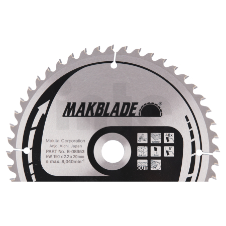 Makita - kotouč pilový dřevo MAKBLADE 190x2.2x20mm 48Z = old A-86751, new B-32758 B-08953