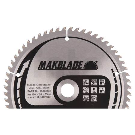 Makita - kotouč pilový dřevo MAKBLADE 190x2x20mm 60Z = old A-86359, new B-32823 B-09042
