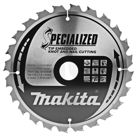 Makita - kotouč pilový dřevo SPECIALIZED se zapuštěnými zuby 210x1.9x30mm 24Z = new B-33124 B-09438