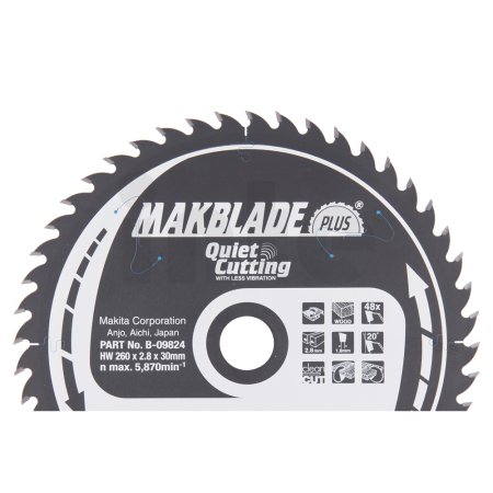 Makita - kotouč pilový dřevo MAKBLADEplus 260x2.8x30mm 48Z = new B-33495 B-09824