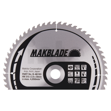 Makita - kotouč pilový dřevo MAKBLADE 315x2.8x30mm 60Z STOP B-46193