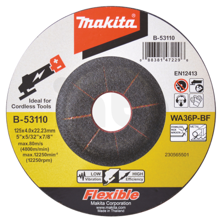Makita - kotouč brusný pružný 125x4x22.23mm B-53110