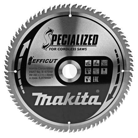 Makita pilový kotouč Efficut 260x30x80T =new B-67290 B-67240