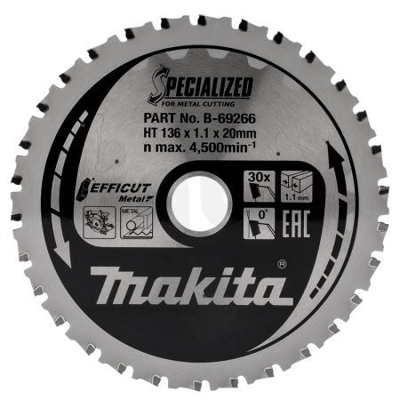 Makita - kotouč pilový ocel Efficut 136x1.1x20mm 30Z = new B-60303 B-69266