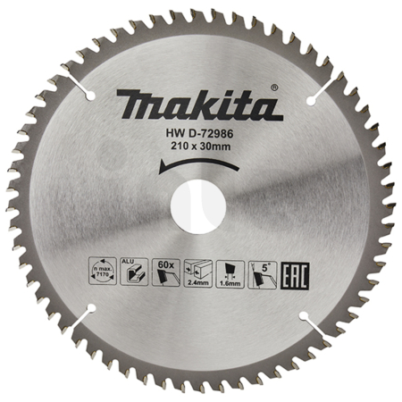 Makita - kotouč pilový hliník TCT 210x2.4x30mm 60Z D-72986