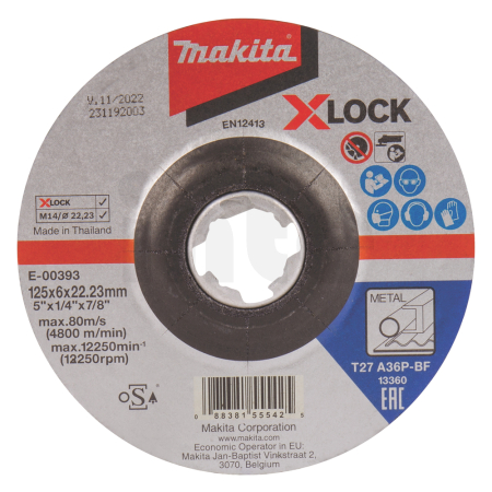 Makita - kotouč brusný ocel X-Lock 125x6x22.23mm E-00393