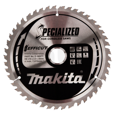 Makita - kotouč pilový dřevo Efficut 216x2x30mm 45Z = new E-06987 E-06971
