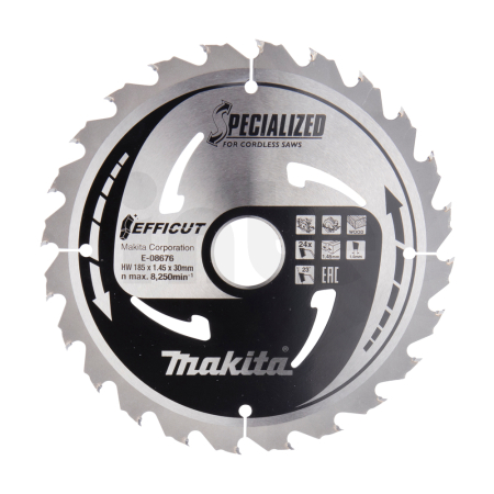 Makita - kotouč pilový dřevo Efficut 185x1.45x30mm 24Z = new E-08682 E-08676
