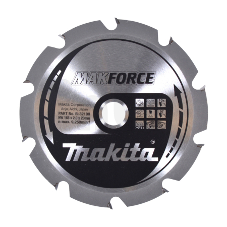 Makita - kotouč pilový dřevo MAKFORCE 165x2x20mm 10Z = old B-08159 B-32100
