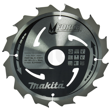 Makita - kotouč pilový dřevo MFORCE 190x2x30mm 12Z = old B-07967 B-31974