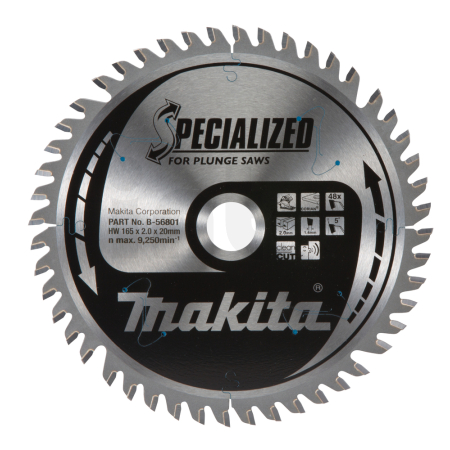 Makita - kotouč pilový corian SPECIALIZED 165x2x20mm 48Z pro ponorné pily = old B-56742 B-56801