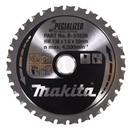 Makita - kotouč pilový ocel SPECIALIZED 136x1.5x20mm 30Z = old B-10615 B-33526