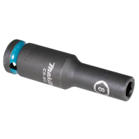 Makita - klíč nástrčný prodloužený 1/2", čtyřhran, IMPACT BLACK, 8mm E-16405